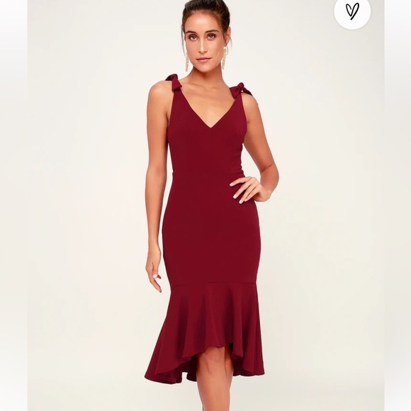 Lulus Dresses & Skirts - Lulus Want You to Want Me Wine Red Trumpet Hem Bodycon Midi Dress